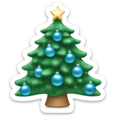 Christmas tree with light blue glitter ornaments sticker