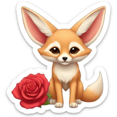 Red fennec with rose sticker