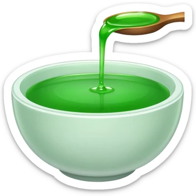 white bowl filled with green liquid, simple, clear sticker