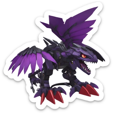  Cool Edgy Black Purple Red Digimon-Fakemon-Raptor-Dragon-Mecha full body sticker