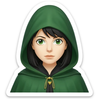 claudia winkleman as a traitor with a green cloak sticker