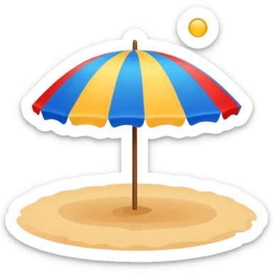 A beach umbrella with a bright, cheerful pattern, providing shade. sticker