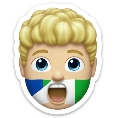 Guy with blonde hair and blue eyes eating a pot noodle  sticker