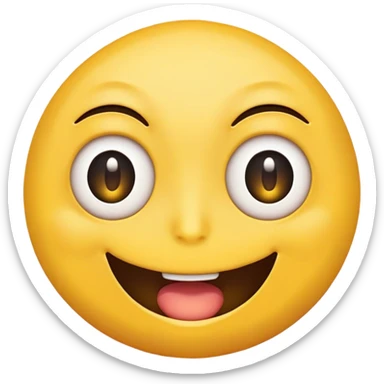 Yellow emoji face with one eye open and the other half open. Smiling weirdly sticker