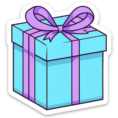 cute pastel gift box with ribbon, baby blue and lavender colors sticker