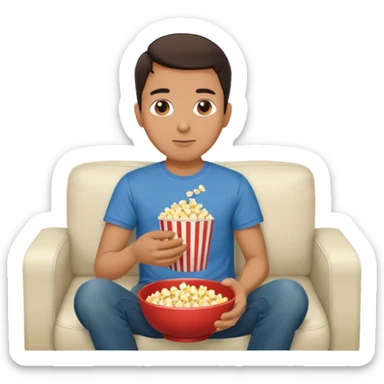 
A man sitting on a sofa in a room enjoying a movie sticker