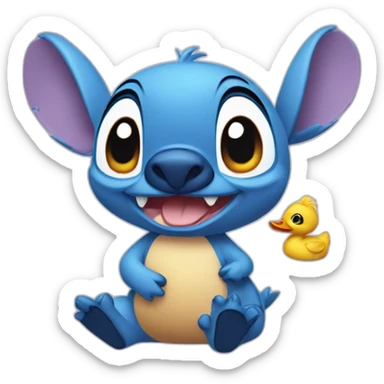 Stitch Disney avec un canard à côté sticker