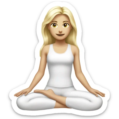 blond girl with gray eyes in white clothes doing pilates  sticker