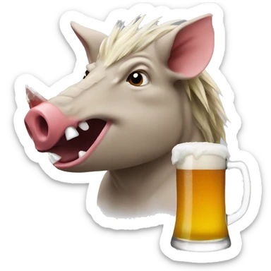 Razorback drinking a beer sticker