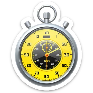 A yellow hologram of a stopwatch sticker