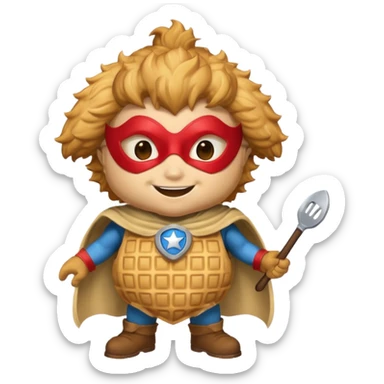 a hero who wear Waffle costume  with a hero mask  sticker