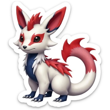 Scaly furry cute realistic painted smooth glossy Zangoose-Salandit-Minccino-Absol-fusion sticker