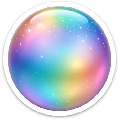 Pastel sparkly glittery iridescent rainbow transparent ball sphere orb sticker
