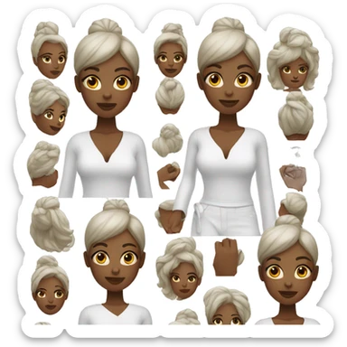 Black woman in a all white outfit same as this one but now she’s wearing black sticker