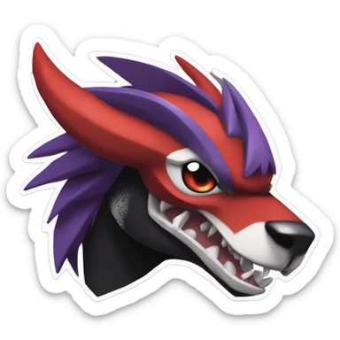 Black Cool Edgy Nargacuga-Houndoom-Garchomp-Noivern Fakémon  with White and Red and purple and black Edgy markings sticker