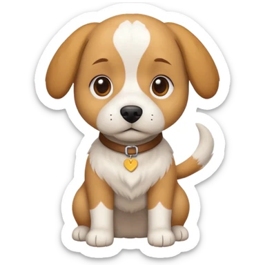 a full body white beagle x maltese x chi dog the size of a kelpie with light brown ears and a light brown patch on one eye sticker