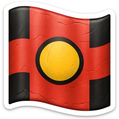 Aboriginal flag with yellow dot in the middle, black on the top and red on the bottom sticker