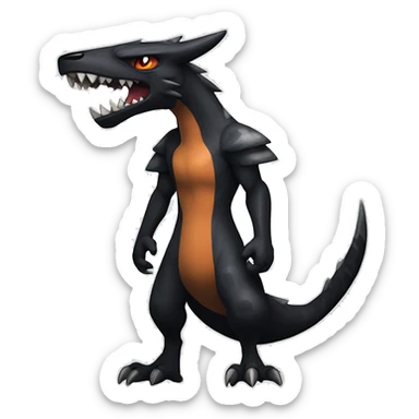 Black Cool Edgy Nargacuga-Garchomp-Houndoom-Sergal Fakémon with Edgy markings,  full body sticker