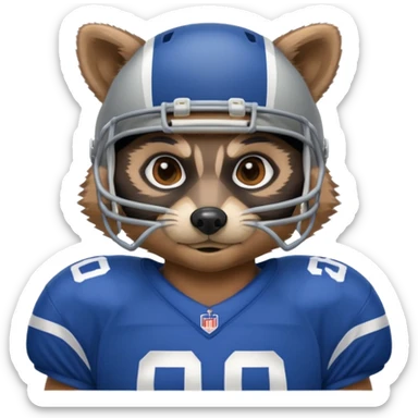american football player raccoon blue sticker