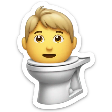 male head sticking out of toliet sticker