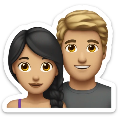 Caucasian boyfriend with brown hair and Mexican girlfriend with black hair sticker