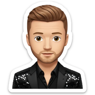 Justin Timberlake from 'N Sync with light brown k hair, black sequin outfit sticker