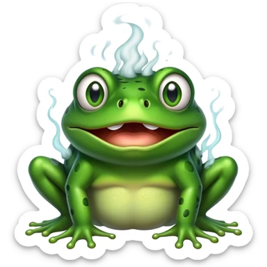 angry frog with steam coming from nostrils sticker