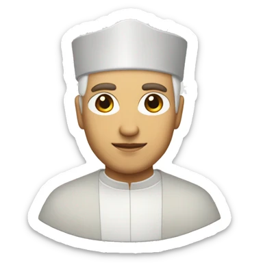 Sacerdoce blanco con pelo blanco y con un baret en la cabeza  sticker