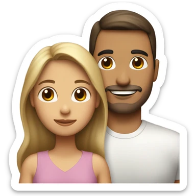 Puerto rican beard short brown hair  husband with blond long hair wife and brown long hair daughter Family  sticker