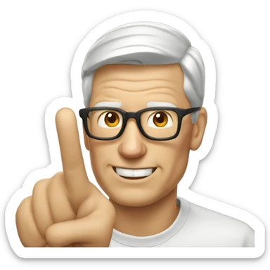Older white Tim Cook pointing  sticker