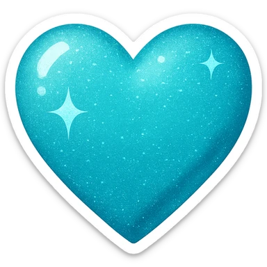 Change the glittery pink color heart with a subtle gradient and no border to a glittery blue color heart with a subtle gradient and no border. Keep the background transparent. Maintain the glittery texture and subtle gradient effect in blue shades, no border around the heart. sticker