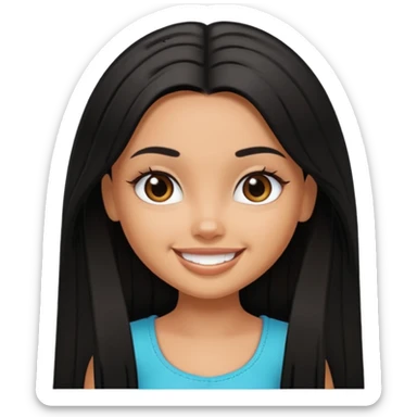 a pretty tan bratz girl with black long straight hair smiling sticker