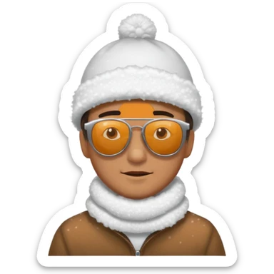 a man laying on snow and covered with snoo sticker