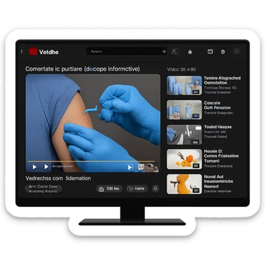 Schermo con youtube e dentro su youtube c'è un video di come fare le punture a scopo informativo sticker