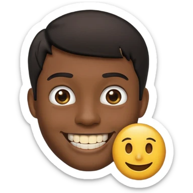 Isso agora faca esse emoji masculino com um cabelo preto baixo e um sorriso com um dente de ouro sticker