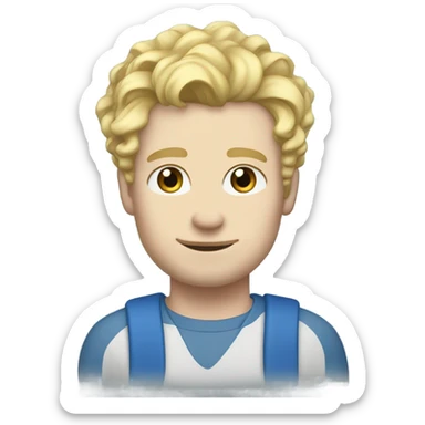 full body standing light curl blonde 30yo man blue eyed pale skin sticker