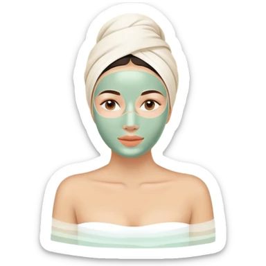 Lady with face cream pale olive mask spa beauty full face relaxing sticker