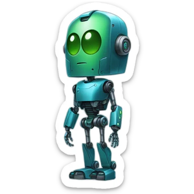 ai robot full body blue and green, terminator sticker