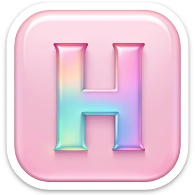Iridescent pastel pink Font setting icon with letter H sticker