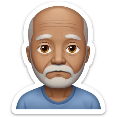 "- Nam
- 70 tuổi
- Da nâu
- Đầu không có tóc
- Râu bạc, mặt buồn
" sticker