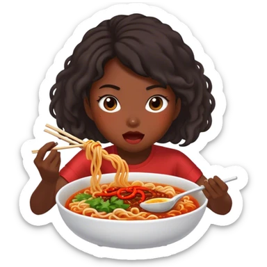 Aya nakamura eating spicy buldak noodles  sticker