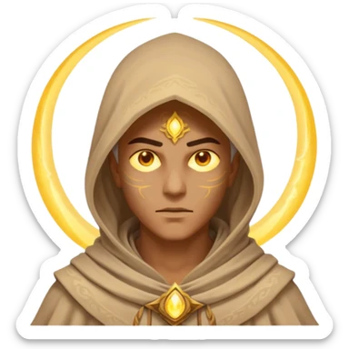 desert sand mage portrait, head and shoulders only, mystical hood, swirling sand aura, glowing eyes, fantasy vibe, 3D cartoon, mobile game icon style, clean background, no text, no watermark
 sticker