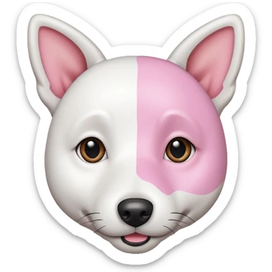 a fully white jack russell the size of a kelpie with a half white face sticker