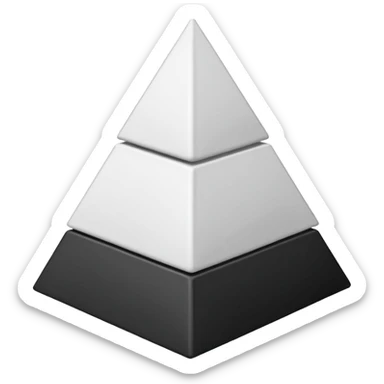 2D triangle with four horizontal lines drawn inside with vertical lines drawn in each 'section', to make boxes that become less and less as it goes to the top to demonstrate a social hierarchy (all black and white) sticker