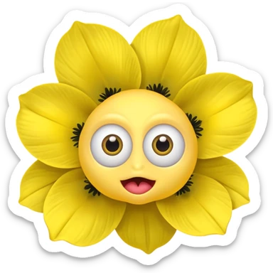 five leaved yellow anemone eyes mouth sticker