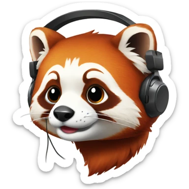 Red panda with gaming headset sticker