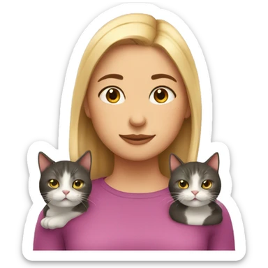 Girl with two fat cats sticker