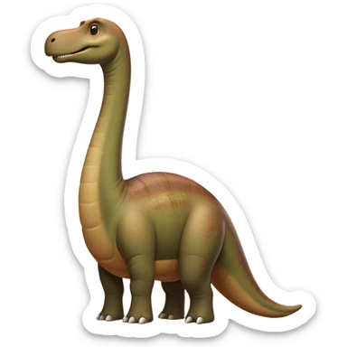 Cinematic Noble Brontosaurus Portrait Emoji, Poised and majestic, with a colossal, elongated neck stretching gracefully from a massive, sturdy body draped in warm, earthy tones, a gentle, wise face with soft, observant eyes, and a long, elegant tail, Simplified yet grandly defined features, highly detailed, glowing with a soft, ancient luminescence, high shine, intelligent and serene, stylized with an air of prehistoric grandeur, focused and calm, soft glowing outline, capturing the essence of a watchful and confident Brontosaurus that appears ready to loom out of the screen with effortless majesty! sticker