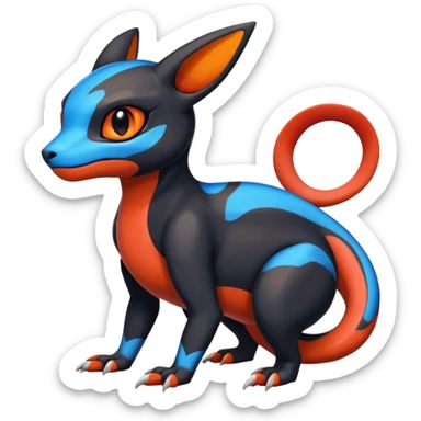 Cute Exotic Colorful Guilmon-Salandit-Umbreon-Fakémon-hybrid-creature (full body)  sticker