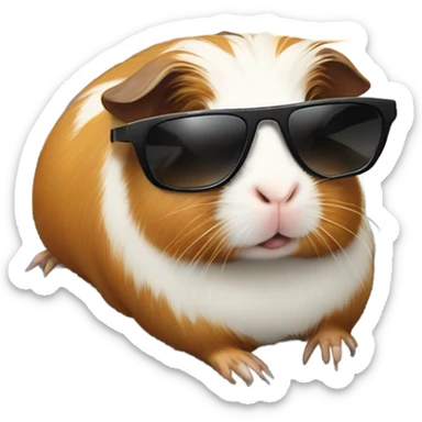 Guinea pig wearing sunglasses lounging on a towel at the beach  sticker